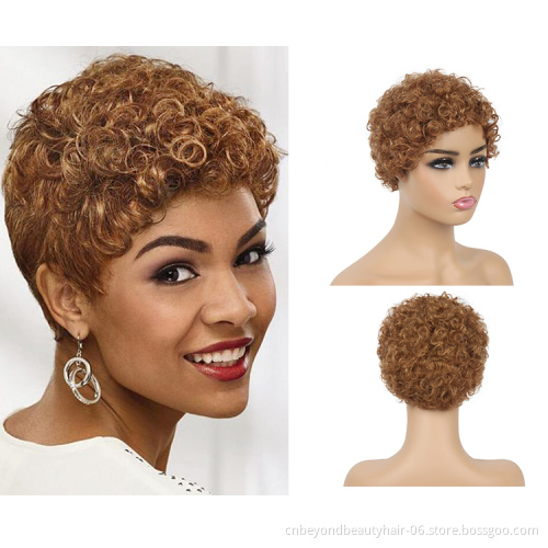 Short Bob Wig With Bangs Pixie Cut Brazilian Human Hair Wigs Remy Full Manchine Cheap Natural Black Brown Wigs For Women